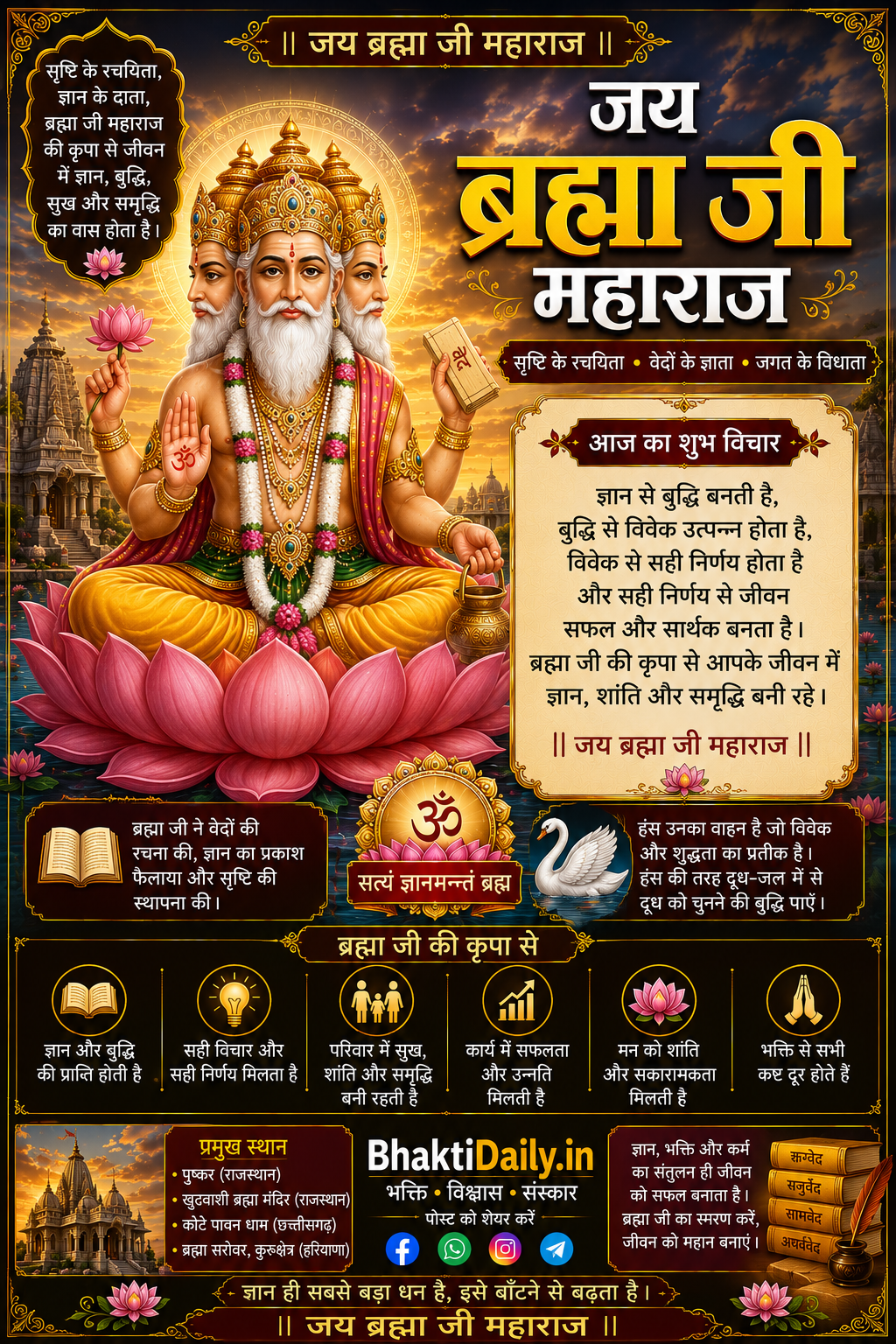 🪷 जय ब्रह्मा जी महाराज! 🙏 भगवान ब्रह्मा जी सृष्टि के रचयिता